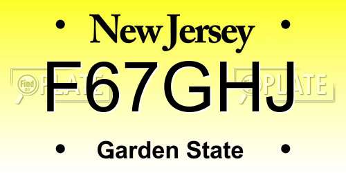 F67GHJ New Jersey License Plate