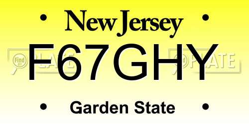F67GHY New Jersey License Plate