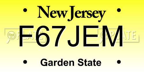 F67JEM New Jersey License Plate