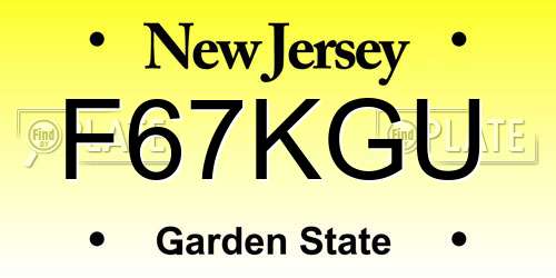 F67KGU New Jersey License Plate