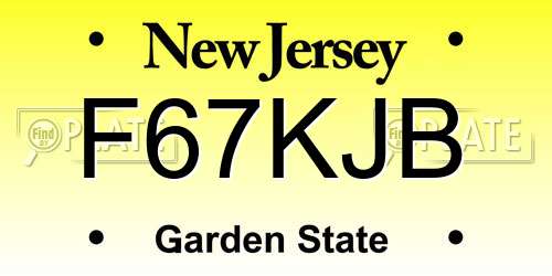 F67KJB New Jersey License Plate