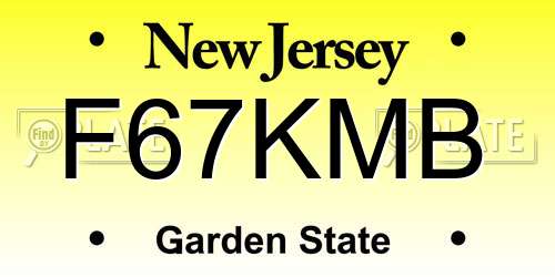 F67KMB New Jersey License Plate