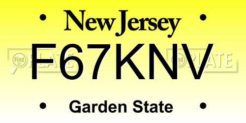 F67KNV New Jersey License Plate