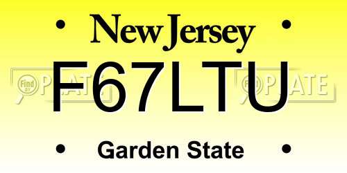F67LTU New Jersey License Plate