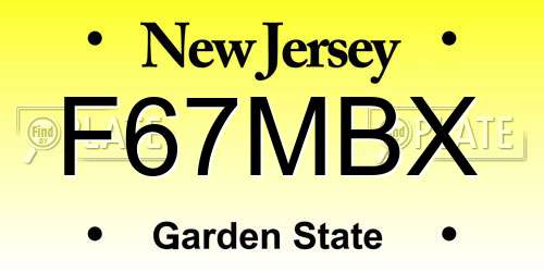 F67MBX New Jersey License Plate