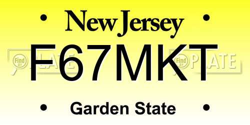 F67MKT New Jersey License Plate