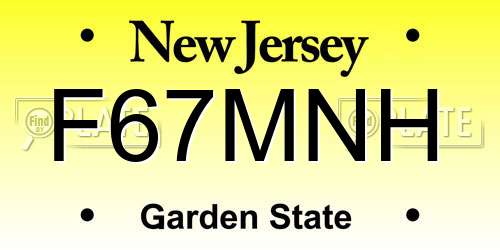 F67MNH New Jersey License Plate