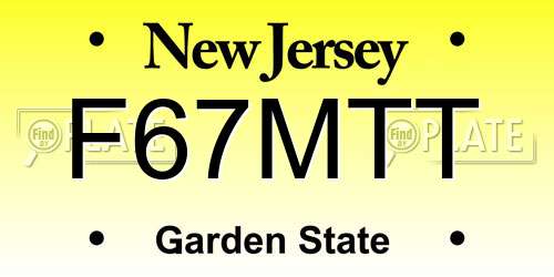 F67MTT New Jersey License Plate