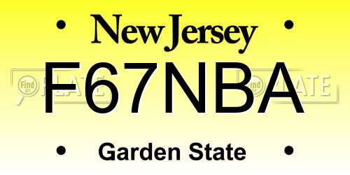 F67NBA New Jersey License Plate