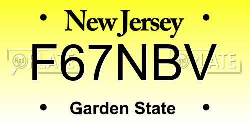 F67NBV New Jersey License Plate