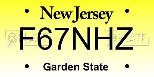F67NHZ New Jersey License Plate
