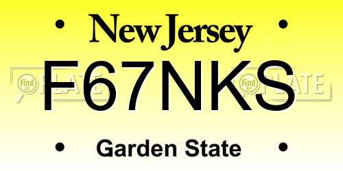 F67NKS New Jersey License Plate