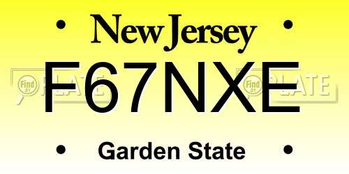 F67NXE New Jersey License Plate