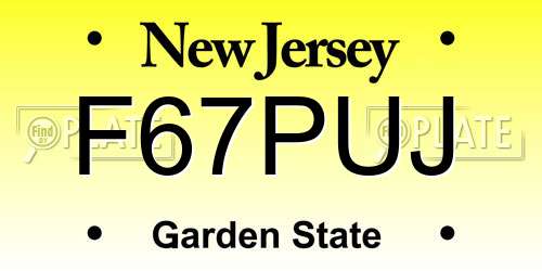 F67PUJ New Jersey License Plate