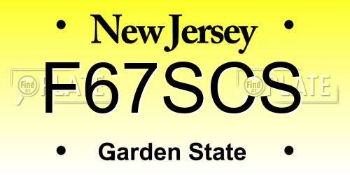 F67SCS New Jersey License Plate