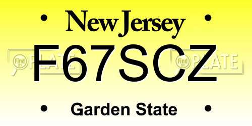 F67SCZ New Jersey License Plate