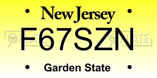 F67SZN New Jersey License Plate