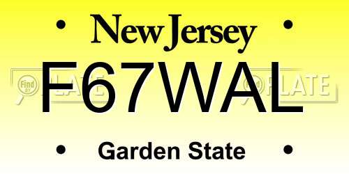 F67WAL New Jersey License Plate