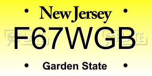 F67WGB New Jersey License Plate