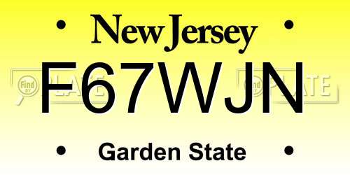 F67WJN New Jersey License Plate