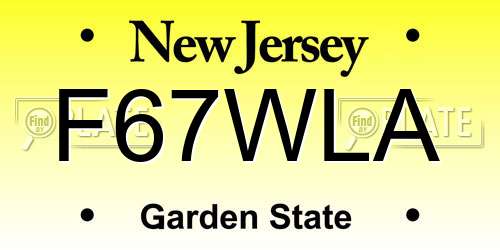 F67WLA New Jersey License Plate