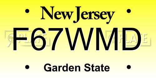 F67WMD New Jersey License Plate