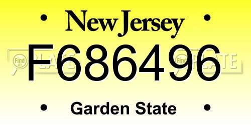 F686496 New Jersey License Plate