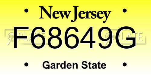 F68649G New Jersey License Plate
