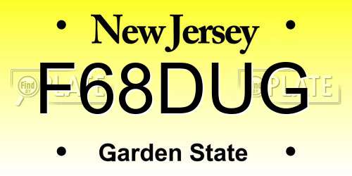 F68DUG New Jersey License Plate