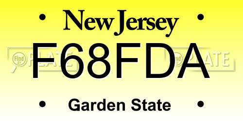 F68FDA New Jersey License Plate