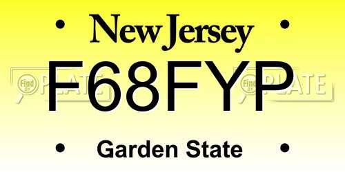 F68FYP New Jersey License Plate