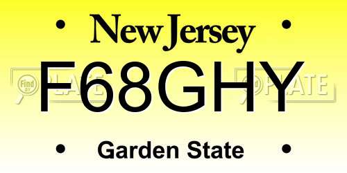 F68GHY New Jersey License Plate
