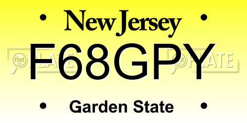 F68GPY New Jersey License Plate