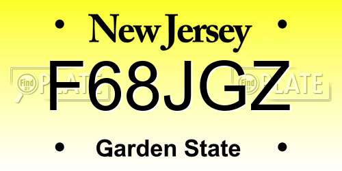 F68JGZ New Jersey License Plate