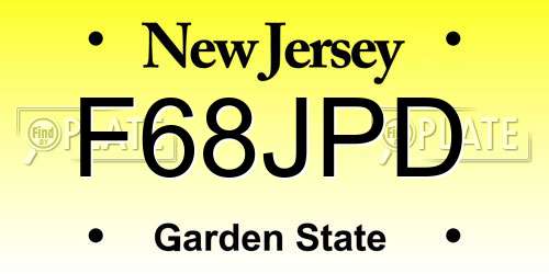 F68JPD New Jersey License Plate