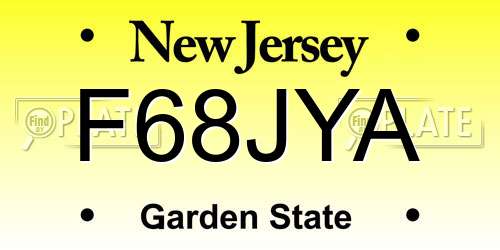 F68JYA New Jersey License Plate