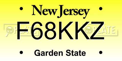 F68KKZ New Jersey License Plate