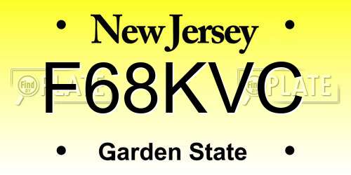 F68KVC New Jersey License Plate