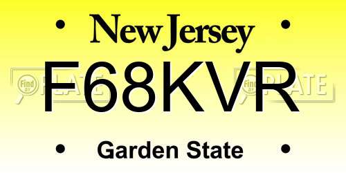 F68KVR New Jersey License Plate