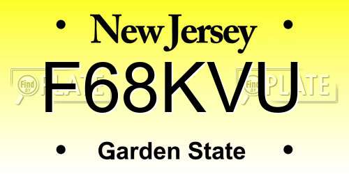 F68KVU New Jersey License Plate