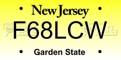 F68LCW New Jersey License Plate