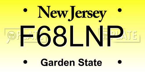 F68LNP New Jersey License Plate
