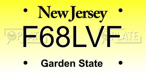 F68LVF New Jersey License Plate