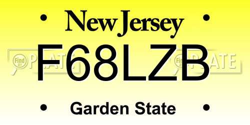 F68LZB New Jersey License Plate