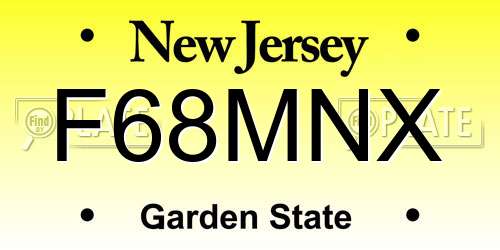 F68MNX New Jersey License Plate