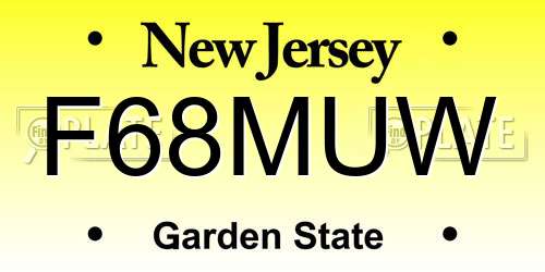 F68MUW New Jersey License Plate