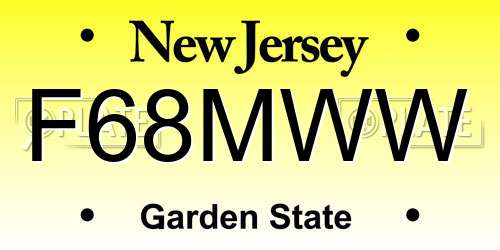 F68MWW New Jersey License Plate