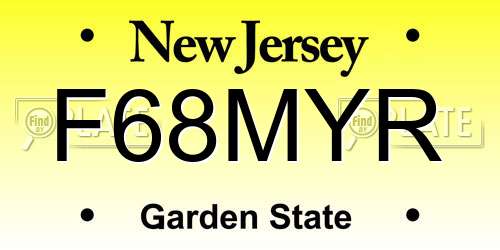 F68MYR New Jersey License Plate