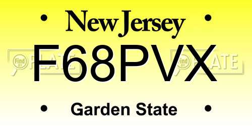 F68PVX New Jersey License Plate