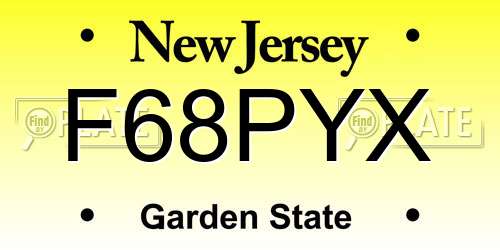 F68PYX New Jersey License Plate